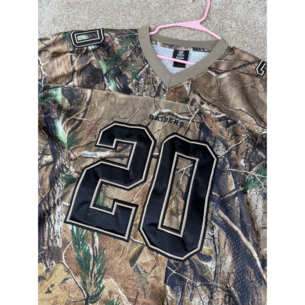 Y2K Reebok Oakland Raiders Darren McFadden 20 Realtree Camo NFL Jersey Mens L